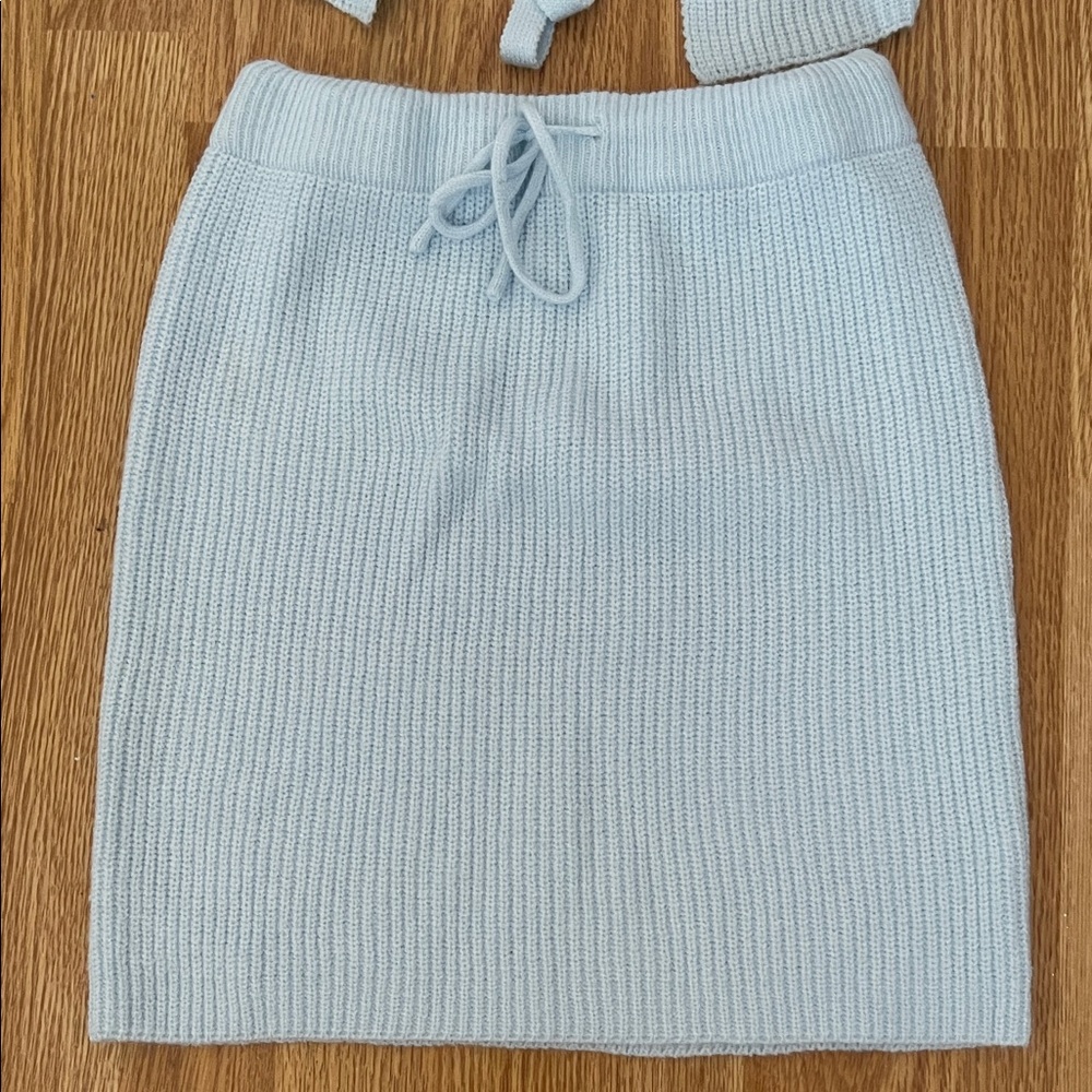 Fashion Nova Sky Blue Ribbed Skirt Set - Picture 3 of 3